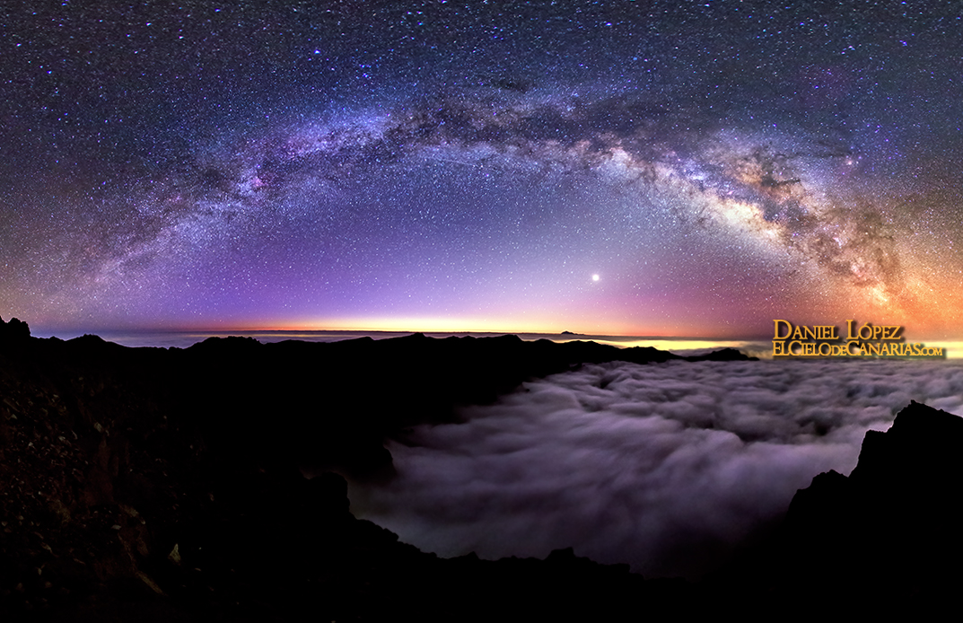 Vía Lactea sobre el Observatorio del Roque de los Muchachos DLopez