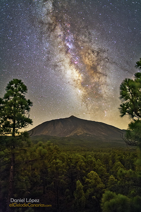 Teide Pinos y Via Lactea DLopez elcielodecanarias